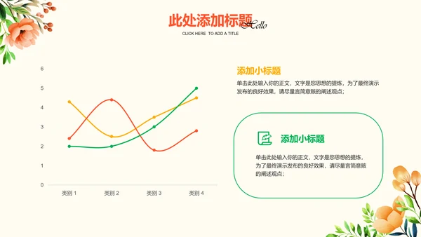 彩色小清新花卉通用PPT演示模板
