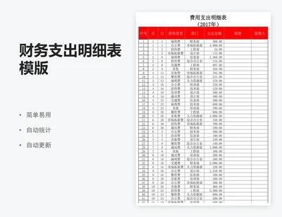 财务支出明细表模版