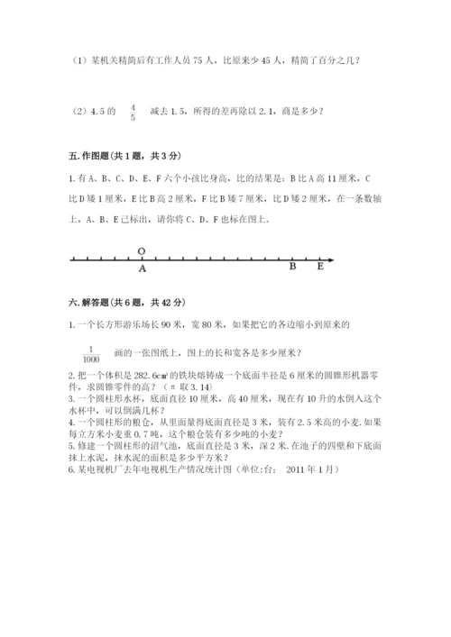 沪教版小学六年级下册数学期末综合素养测试卷及参考答案（实用）.docx