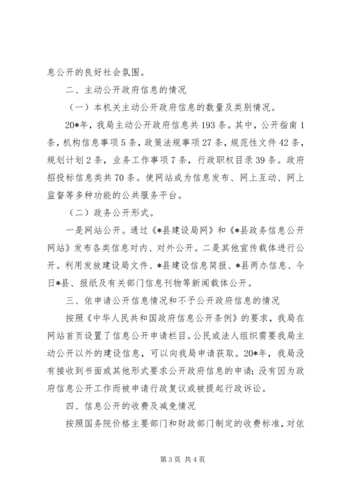 县建设局政府信息公开年度报告.docx