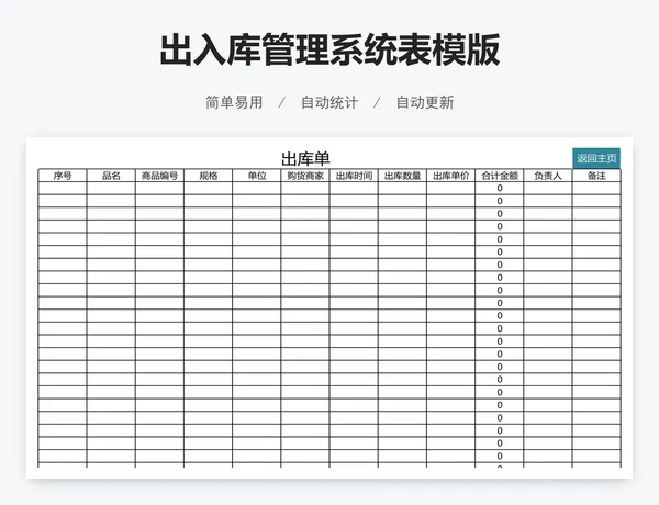出入库管理系统表模版