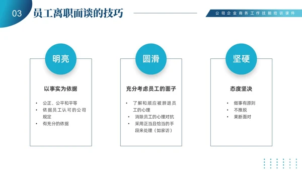 蓝色商务简约员工离职管理技巧培训PPT课件