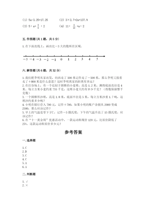 邢台市临西县六年级下册数学期末测试卷1套.docx