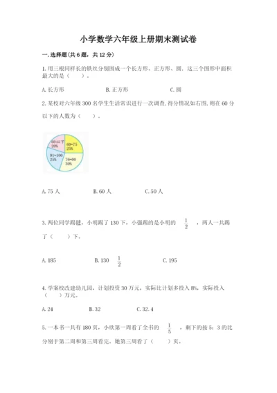小学数学六年级上册期末测试卷带答案（黄金题型）.docx
