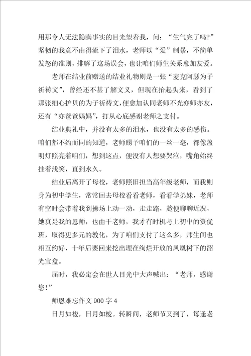 师恩难忘作文900字精选5篇