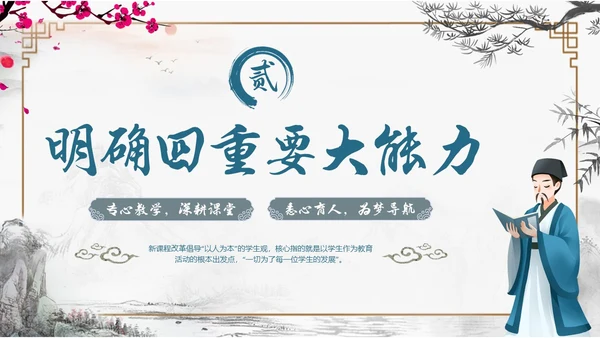 古风边框教师基本功主题培训会PPT教师培训