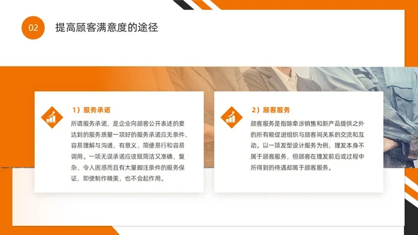 橙色简约风如何提高客户满意度PPT模版