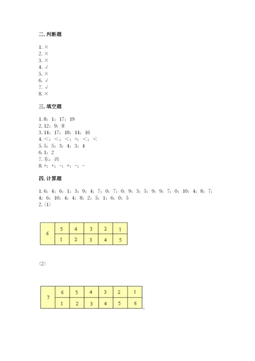 人教版一年级上册数学期末测试卷往年题考.docx