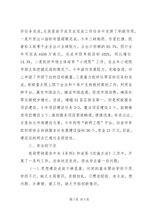 商务局学习条例和实施办法自查报告.docx