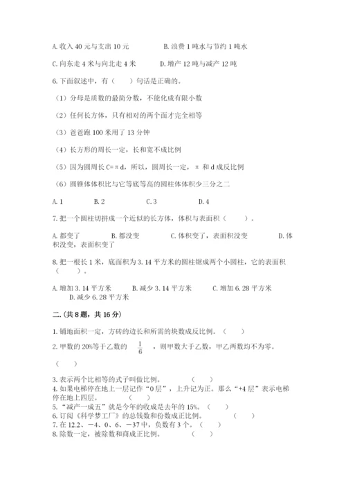 人教版小升初数学模拟试卷【精品】.docx