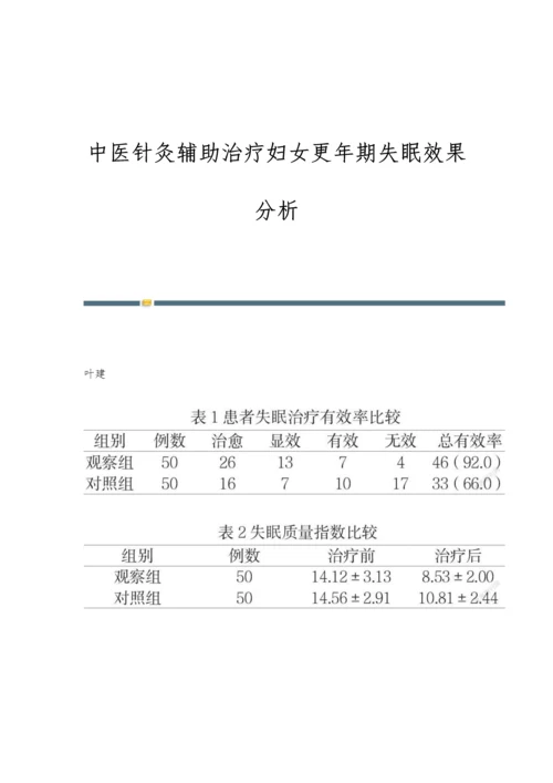 中医针灸辅助治疗妇女更年期失眠效果分析.docx