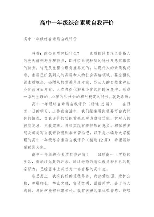 高中一年级综合素质自我评价.docx