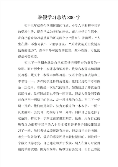 暑假学习总结800字