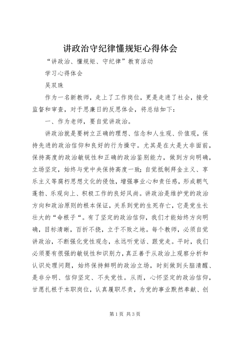 讲政治守纪律懂规矩心得体会_1.docx