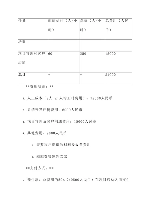 研发软件报价单