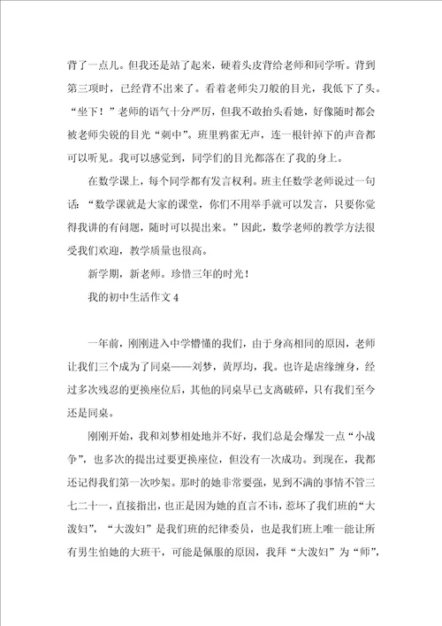 我的初中生活作文精