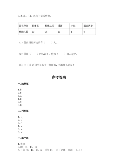 人教版二年级下册数学第一单元 数据收集整理 测试卷完整答案.docx