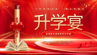 红色大气科技高中升学宴谢师宴电子相册PPT高考