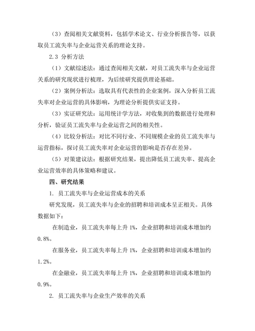 员工流失率对企业运营的影响分析