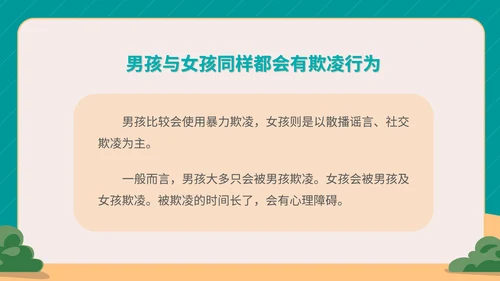 卡通拒绝校园欺凌宣传教育PPT模板