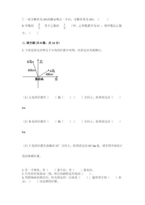 小学六年级上册数学期末测试卷含答案【模拟题】.docx