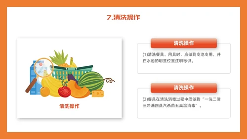 橙色简约插画风食堂管理培训PPT课件