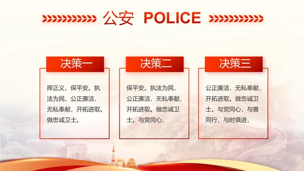 红色大气公安警察工作汇报动态PPT