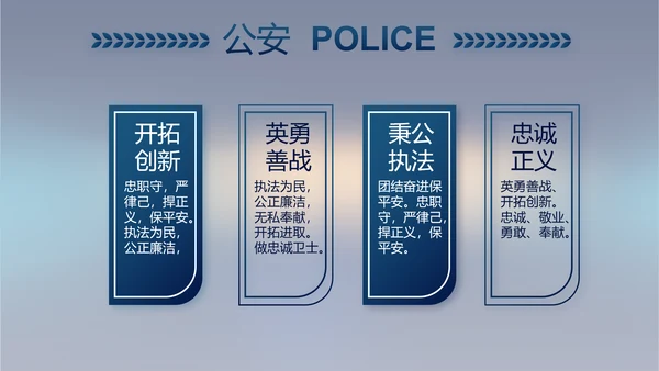 蓝色公安年终工作总结新年计划PPT