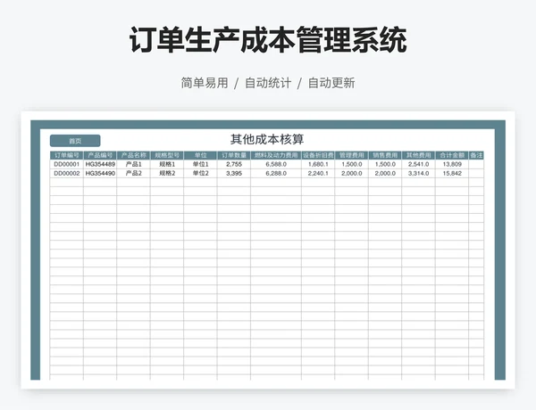 订单生产成本管理系统