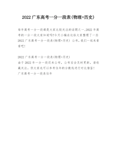 2022广东高考一分一段表(物理+历史).docx