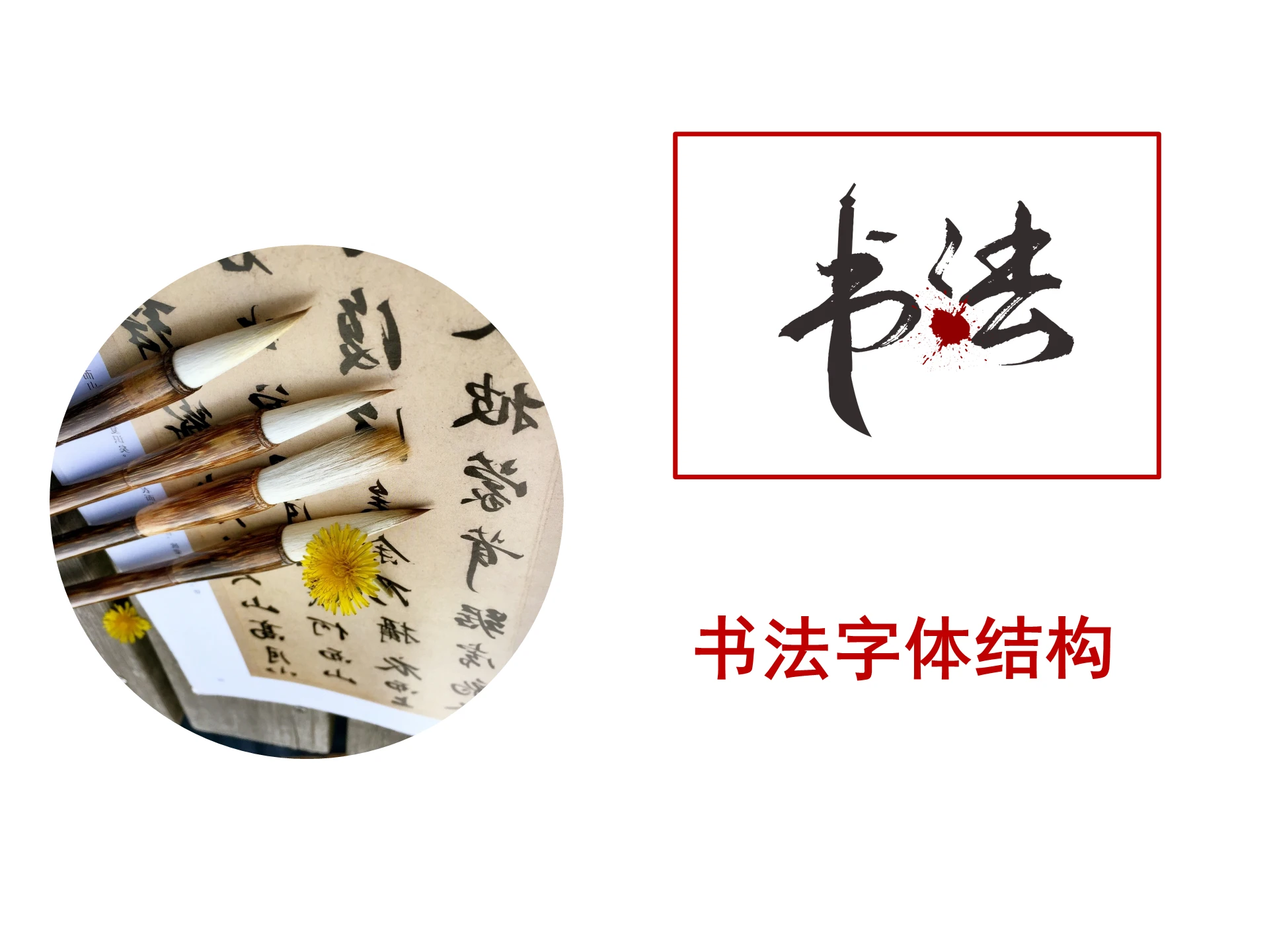 黑白简约书法字体结构培训课件PPT模板
