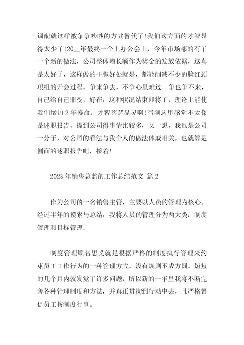 2023年销售总监的工作总结范文