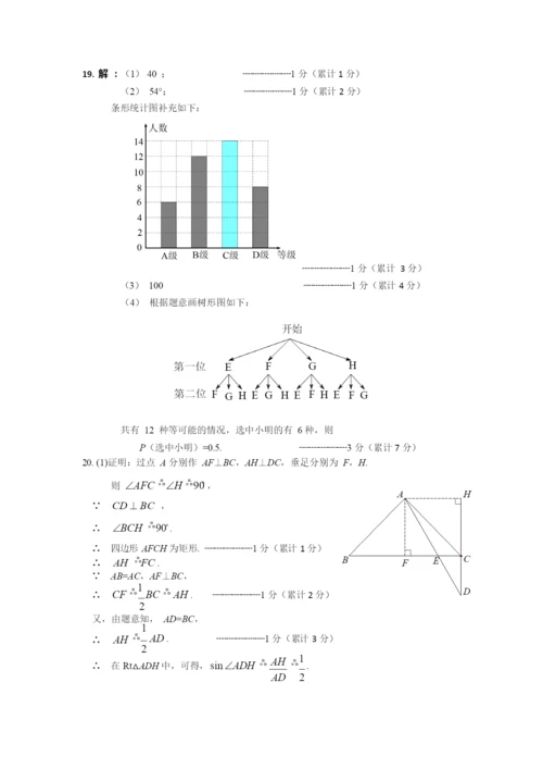 (第2套数学-答案及评分标准)2021深圳市中考5套红卷(1).docx