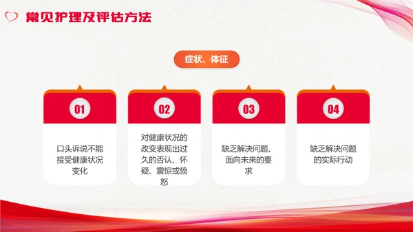 红色简约心理护理压力及应对总结PPT手绘爱心形状边框护士心理医生