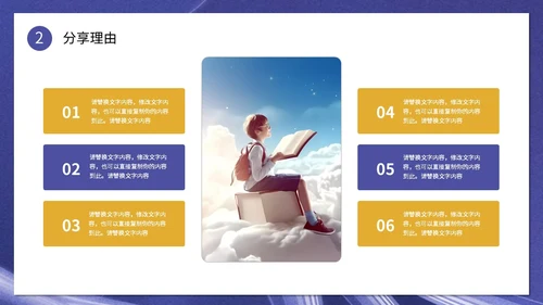 创意书本读书人物插画读书分享会通用模板PPT