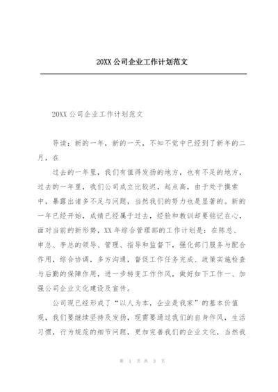 20XX公司企业工作计划范文.docx