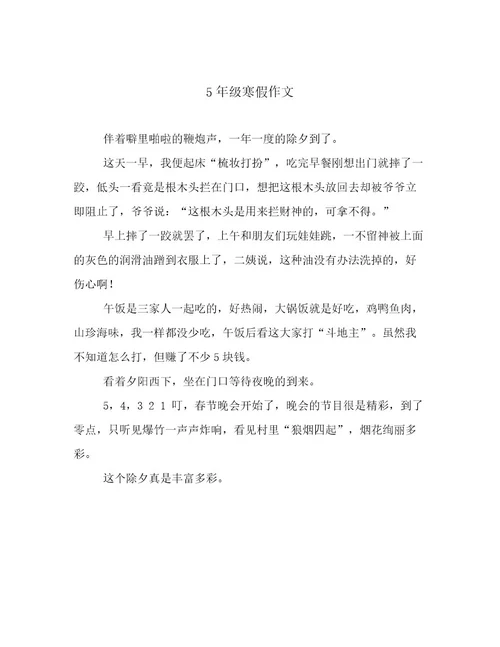 5年级寒假作文
