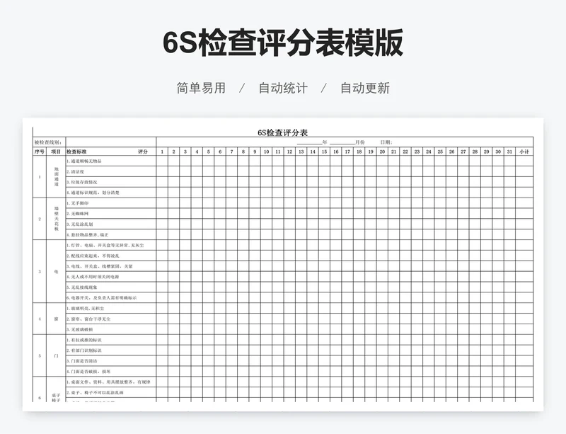 6S检查评分表模版