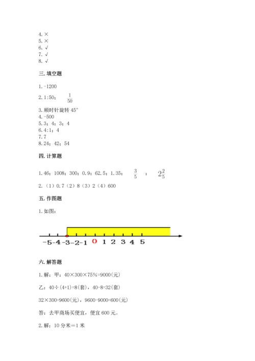 小升初六年级期末试卷及参考答案（能力提升）.docx