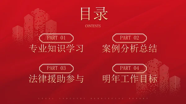红金高级简约法律行业述职报告PPT模板