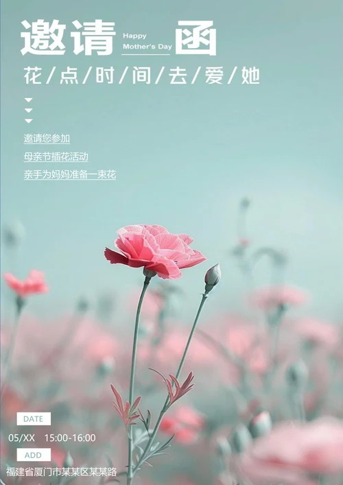 唯美康乃馨母亲节海报