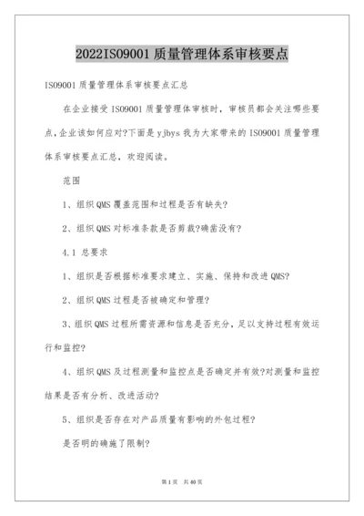 2022ISO9001质量管理体系审核要点.docx