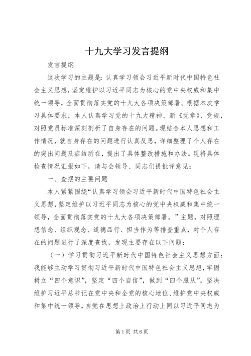 十九大学习发言提纲.docx