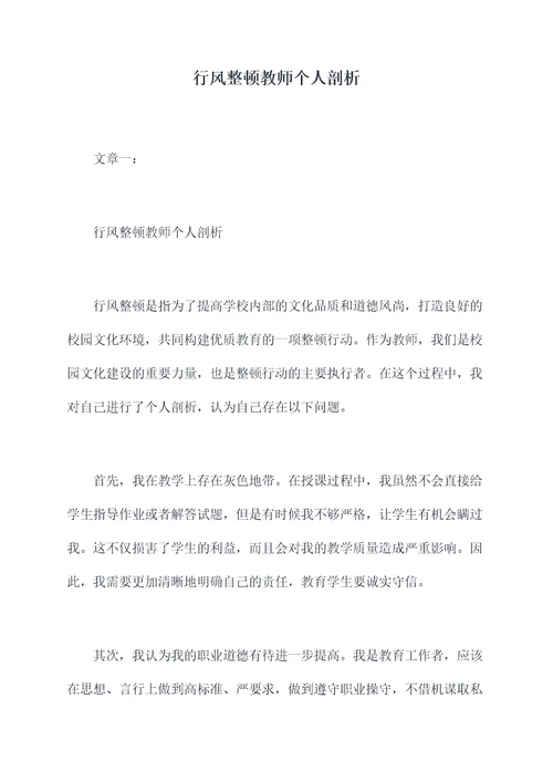 行风整顿教师个人剖析