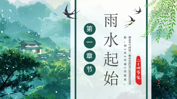 雨水春雨贵如油，春景通用PPT模板