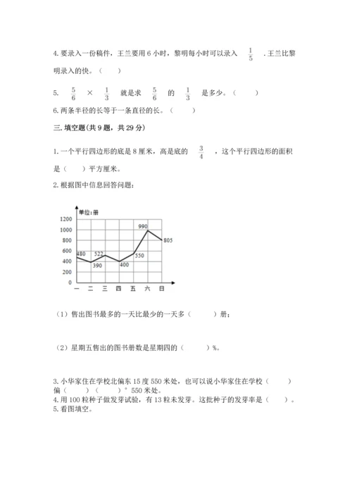 人教版六年级上册数学期末测试卷附完整答案（精品）.docx