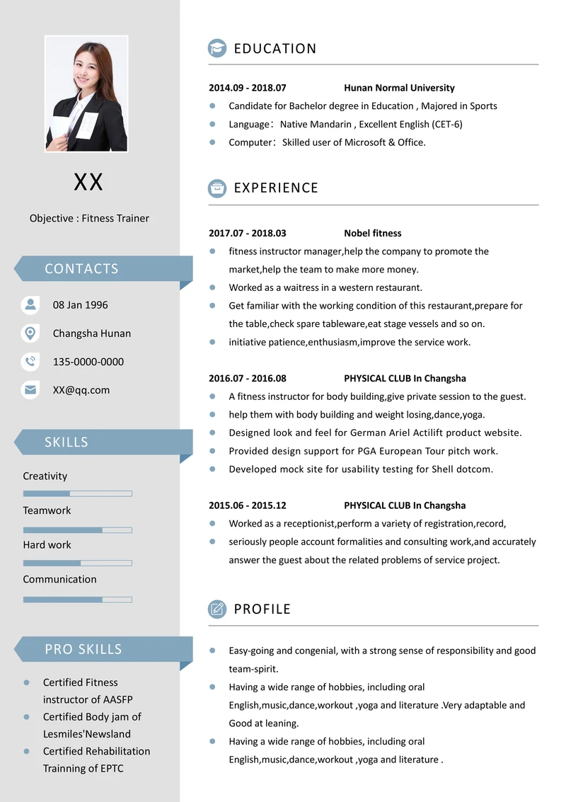 英文简历实用模板