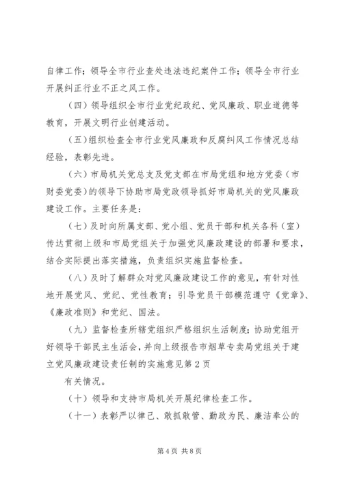 市烟草专卖局党组关于建立党风廉政建设责任制的实施意见 (2).docx