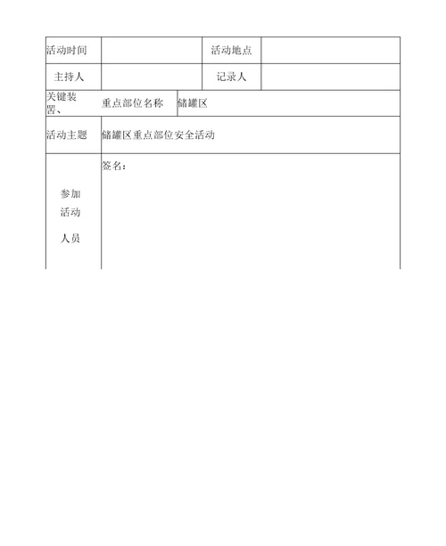 关键装置重点部位安全活动记录