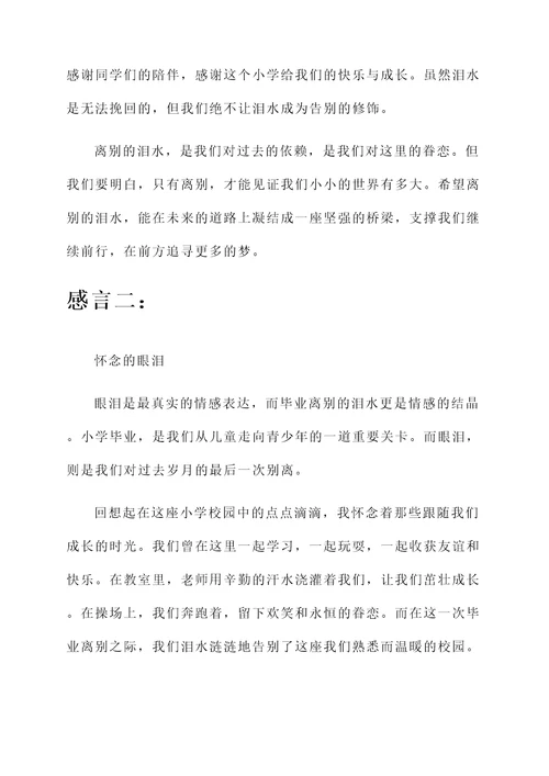 小学毕业落泪感言